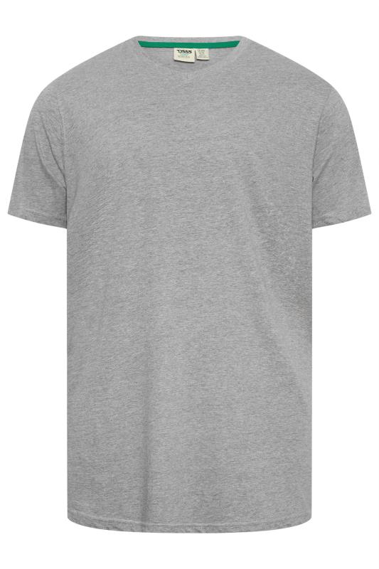  Grande Taille D555 Big & Tall Grey Premium V-Neck Combed Cotton T-Shirt