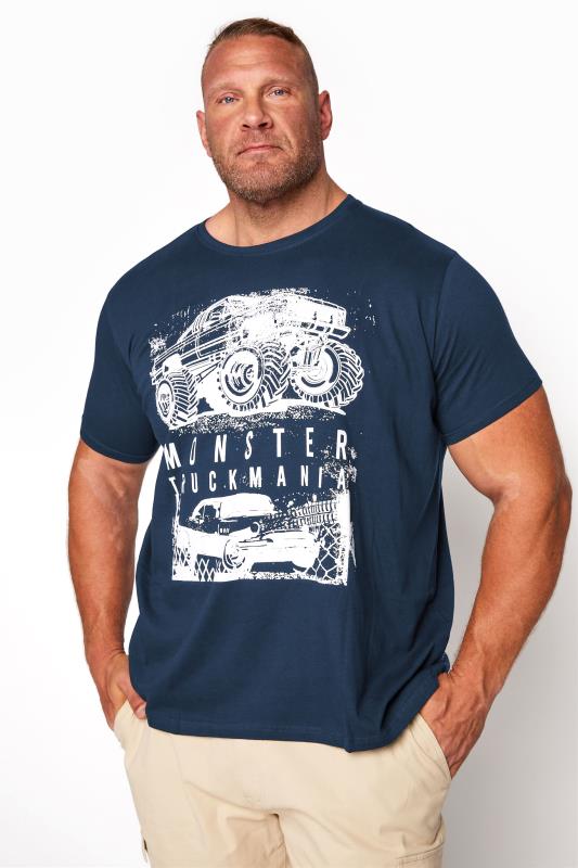 BadRhino Big & Tall Navy Blue Truck Graphic Print T-Shirt_A.jpg