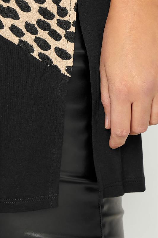 Plus Size Black Leopard Print Colour Block Oversized T-shirt | Yours Clothing  4