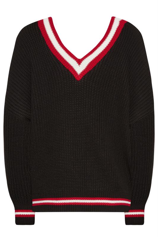 LTS Tall Women's Black & Red V-Neck Knitted Jumper | Long Tall Sally 8