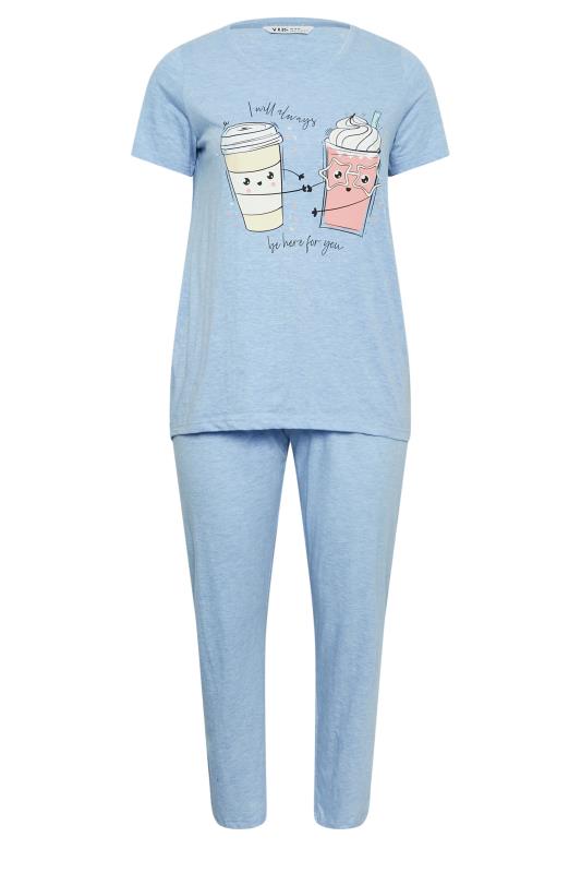YOURS Curve Blue 'I Am Always Here' Slogan Pyjama Set | Yours Clothing 5