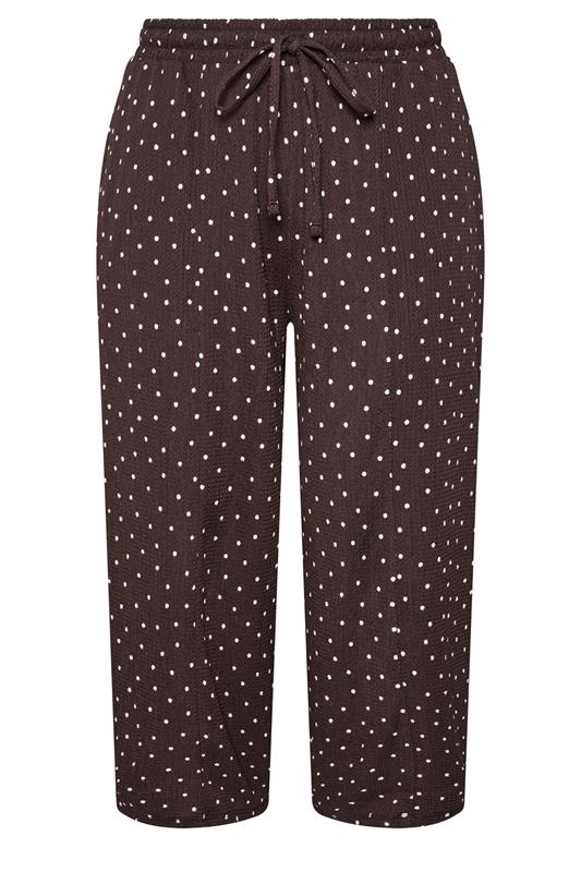 YOURS Plus Size Chocolate Brown Polka Dot Barrel Trousers | Yours Clothing 6