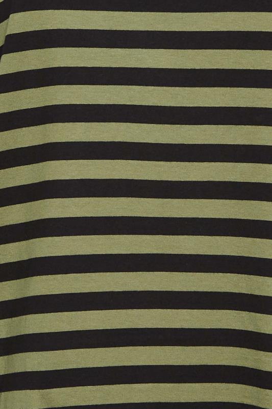 YOURS Plus Size Khaki Green Stripe Top | Yours Clothing 5