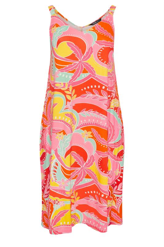 YOURS Plus Size Pink Retro Tropical Print Beach Dress | Yours Clothing 5