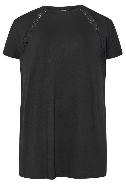 Plus Size Black Lace Detail T-Shirt | Yours Clothing  5