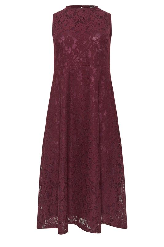 M&Co Burgundy Red Lace Skater Dress | M&Co 5