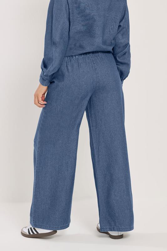 PixieGirl Petite Women's Mid Blue Pull-On Wide Leg Jeans | PixieGirl 2