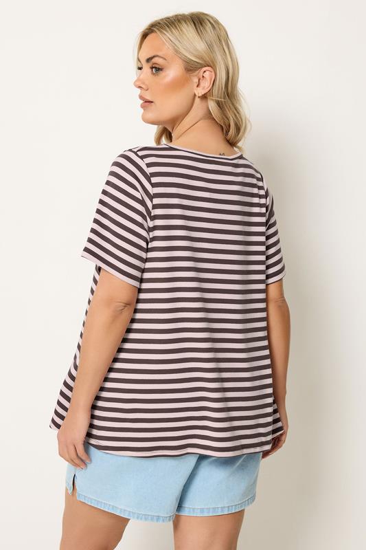 YOURS Plus Size Chocolate Brown & Pink Swing Top | Yours Clothing 2