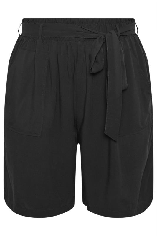 YOURS Plus Size Black Paperbag Shorts | Yours Clothing 6