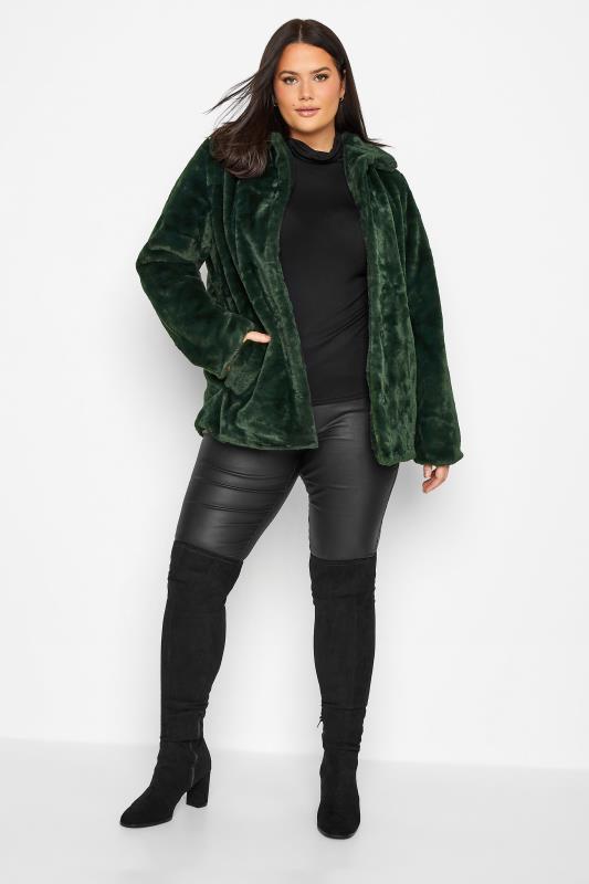 LTS Tall Women's Dark Green Faux Fur Jacket | Long Tall Sally 2