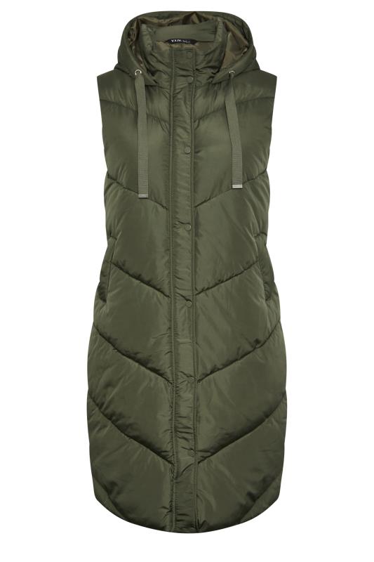 YOURS Curve Green Quilted Longline Hooded Gilet | Yours Clothing 8
