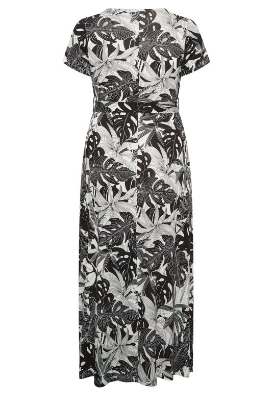 YOURS Plus Size Curve Black & White Floral Leaf Print Front Tie Maxi Dress| Yours Clothing  7