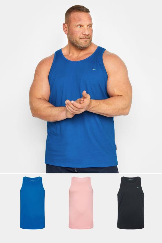 Men's  BadRhino Big & Tall 3 PACK Blue & Pink Plain Vests