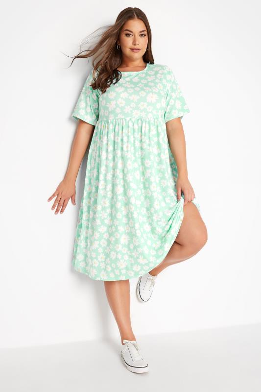 Plus Size  LIMITED COLLECTION Curve Mint Green Floral Smock Dress