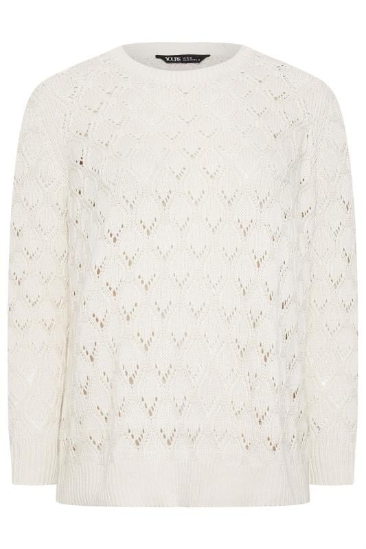 YOURS Plus Size Ivory White Pointelle Jumper | Yours Clothing  6