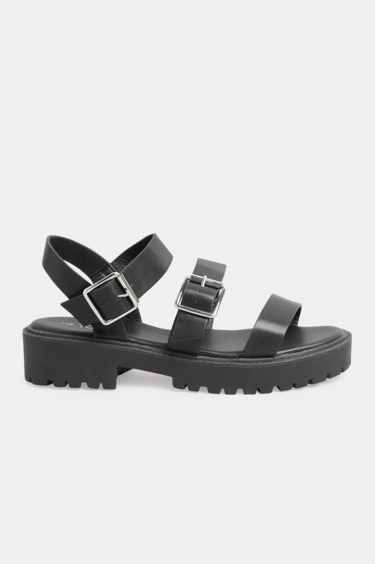 Black Chunky Buckle Sandals in Extra Wide EEE Fit | Yours Clothing 3