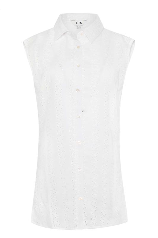 LTS Tall Women's White Broderie Anglaise Sleeveless Shirt | Long Tall Sally 6