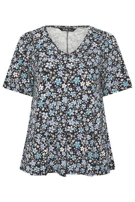YOURS Plus Size Black Ditsy Floral Swing Top | Yours Clothing 5