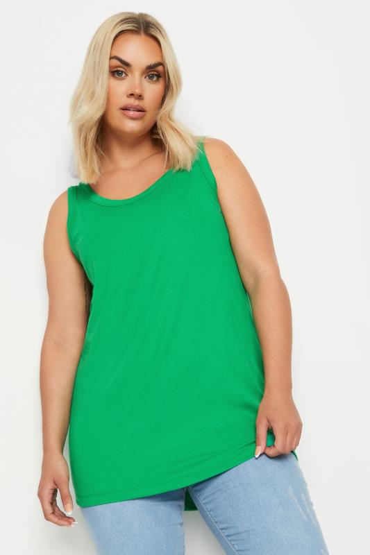 YOURS 3 PACK Plus Size Green & Purple Vest Tops | Yours Clothing 2