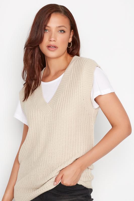 LTS Tall Beige Brown Chunky Knit Vest Top | Long Tall Sally 4