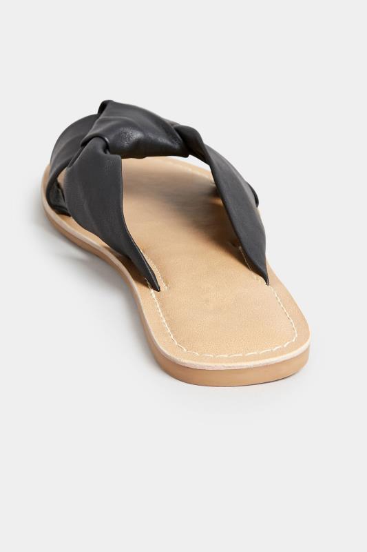 PixieGirl Black Leather Knot Sandals In Standard Fit | PixieGirl 4