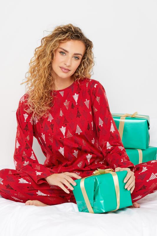  Tallas Grandes LTS Tall Red Christmas Tree Print Pyjama Set