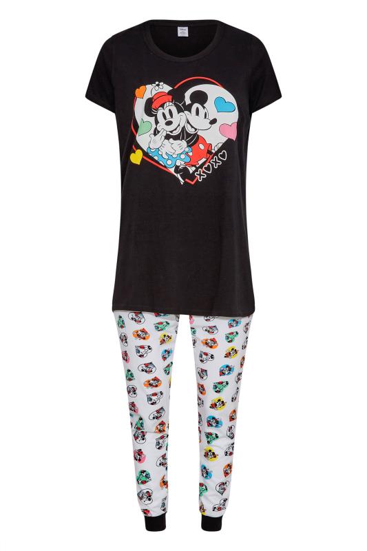 DISNEY Plus Size Black Cuffed Mickey and Minnie Pyjama Set 6