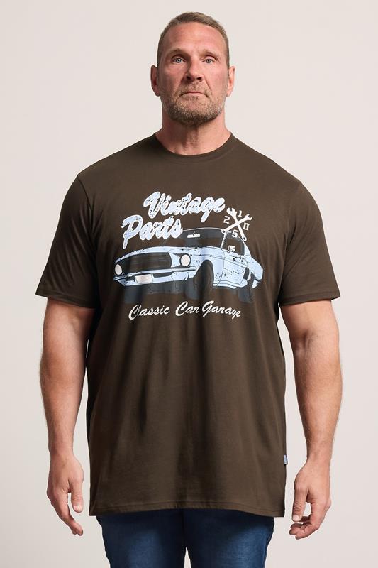 BadRhino Big & Tall Brown Extra Long 'Vintage Parts' Graphic T-Shirt | BadRhino 1