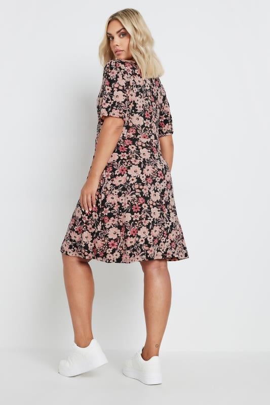 YOURS Plus Size Black Floral Print Mini Dress | Yours Clothing 3