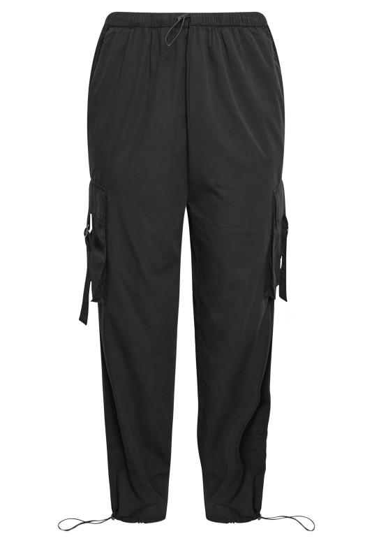 YOURS Plus Size Black Cargo Parachute Trouser | Yours Clothing 4