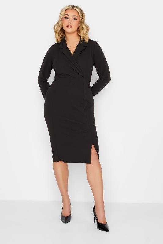 YOURS PETITE Plus Size Black Scuba Blazer Dress | Yours Clothing 2