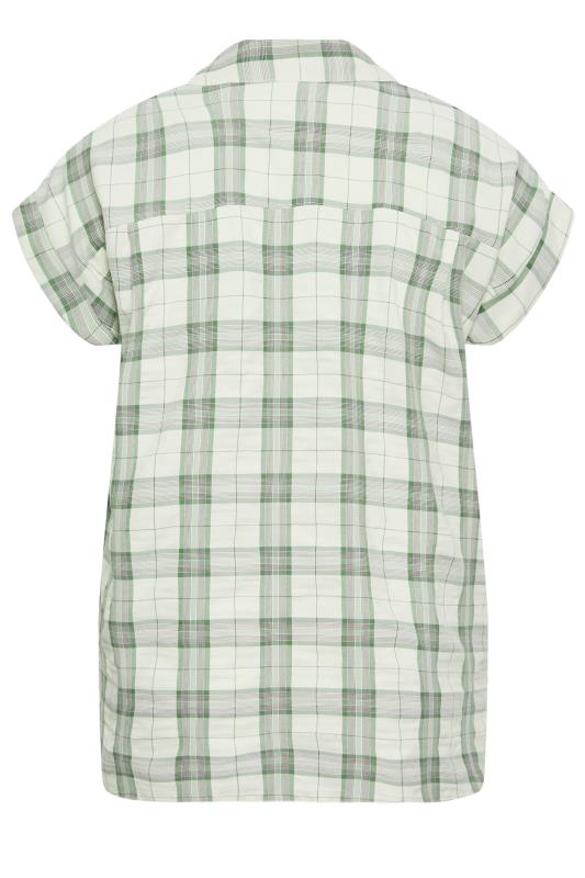 YOURS Plus Size Sage Green Check Print Collared Shirt | Yours Clothing 7