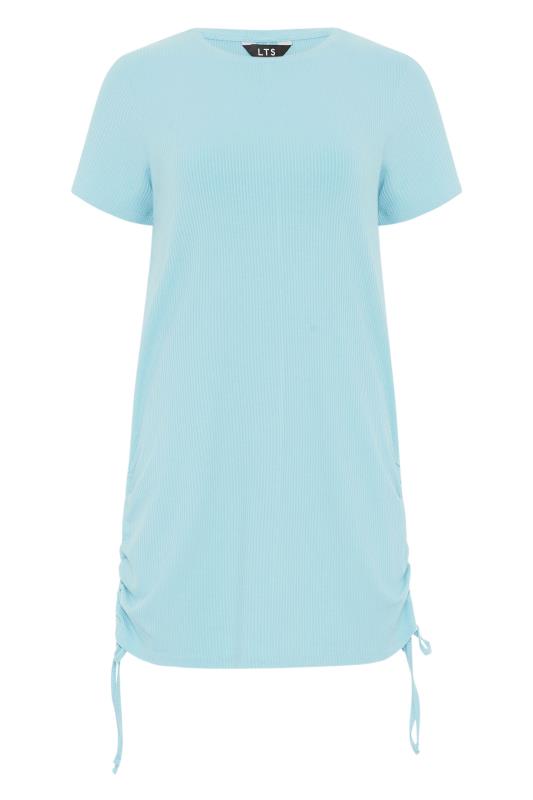 LTS Turquoise Blue Ribbed Ruched Side Tunic_F.jpg