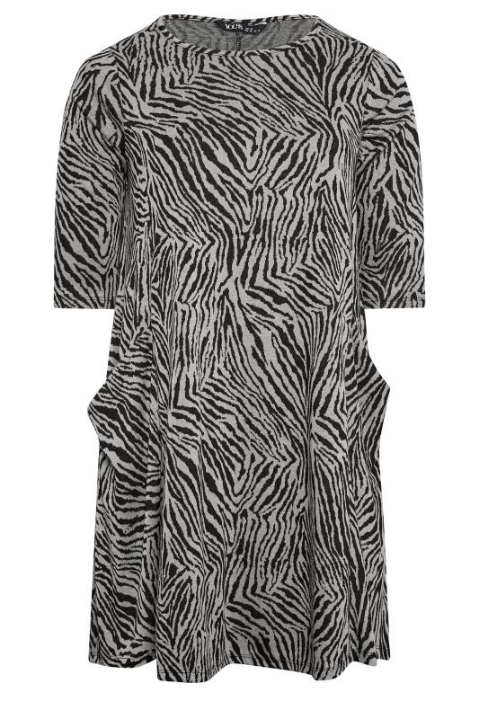 YOURS Plus Size Grey Zebra Print Soft Touch Pocket Dress | Yours Clothing 5
