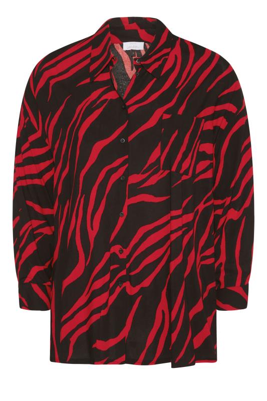 YOURS LONDON Red & Black Zebra Print Oversized Shirt_F.jpg