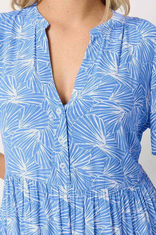 YOURS Plus Size Blue Shell Print Tiered Dress | Yours Clothing 4
