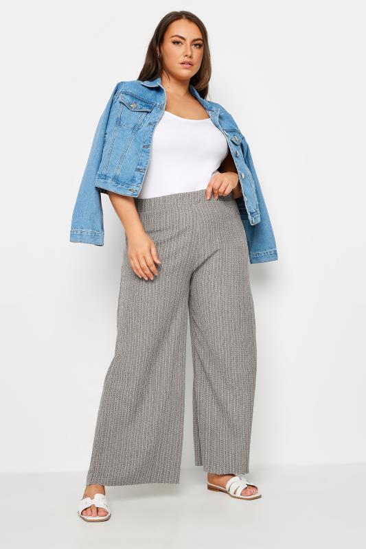 YOURS Plus Size Grey Wide Leg Trousers | Yours Clothing 2