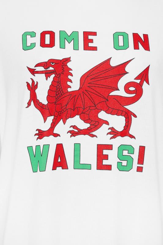 LIMITED COLLECTION Plus Size White World Cup 'Come On Wales' Slogan T-Shirt | Yours Clothing 5