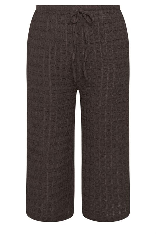 YOURS Curve Brown Bubble Textured Cropped Trousers 5