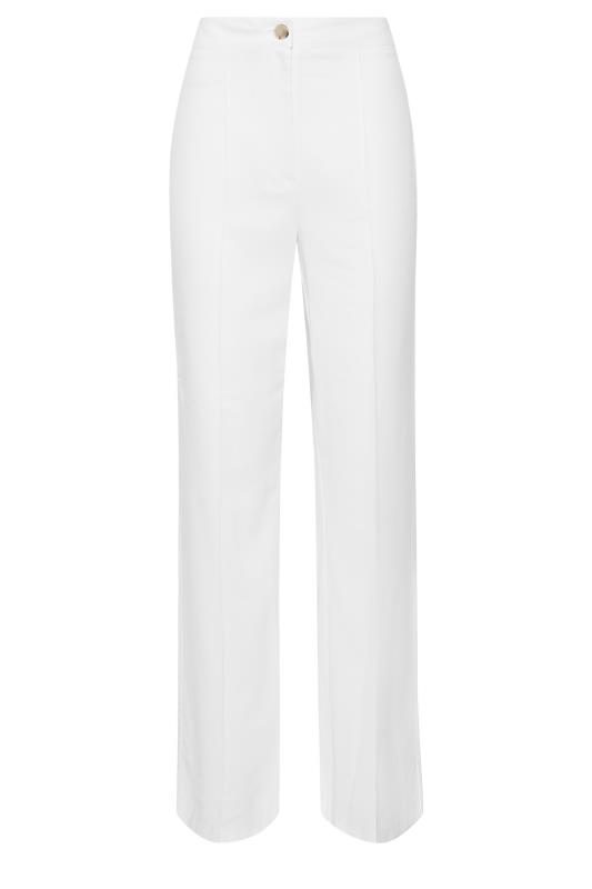 LTS Tall Women's White Wide Leg Linen Trousers | Long Tall Sally 4