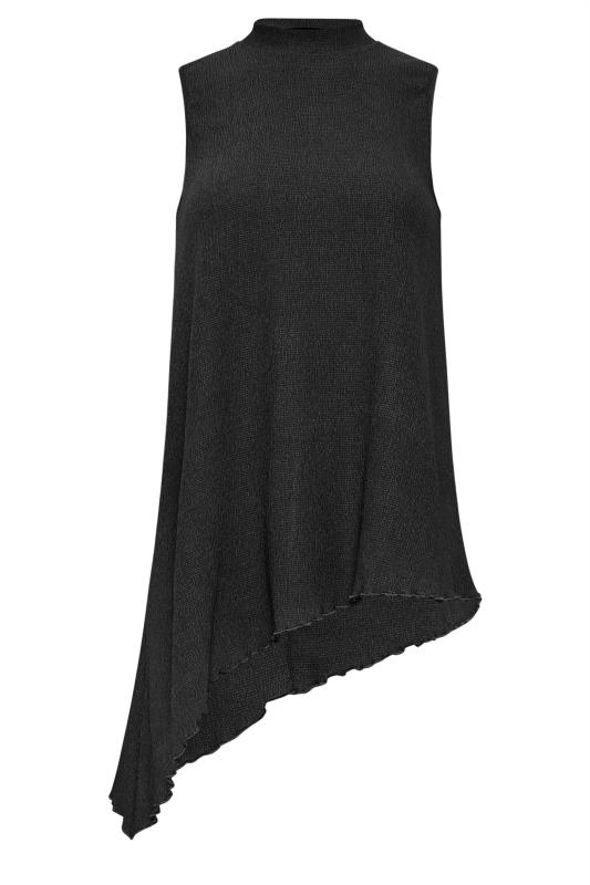  Grande Taille LTS Tall Black Textured Asymmetric Top
