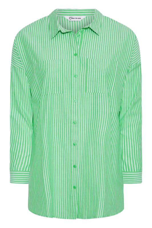 YOURS FOR GOOD Plus Size Bright Green Stripe Oversized Shirt | Yours Clothing 7