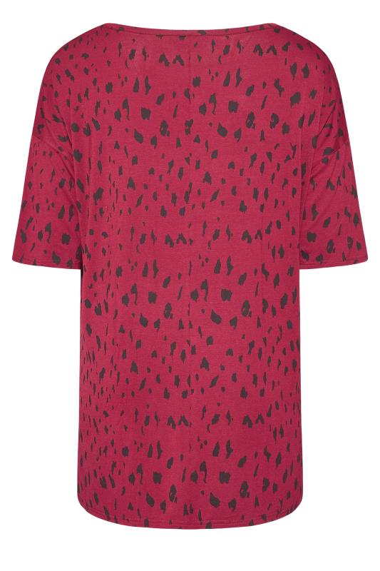 Curve Wine Red Oversized Dalmatian Print T-Shirt 7