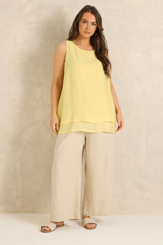 EVANS Plus Size Yellow Double Layer Vest Top | Evans 2