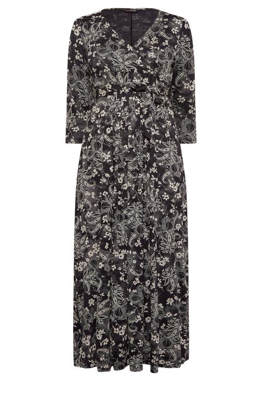 Plus Size Black Paisley Print Wrap Dress | Yours Clothing 6