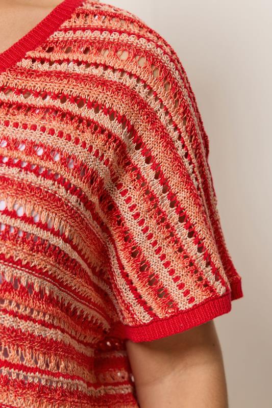 YOURS Plus Size Red Stripe Boxy Knitted Top | Yours Clothing 4