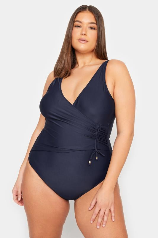 Tall  LTS Tall Blue Ruched Side Swimsuit