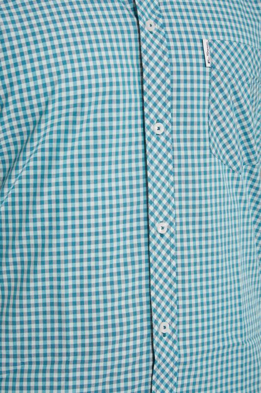 BEN SHERMAN Big & Tall Teal Blue Check Shirt 3
