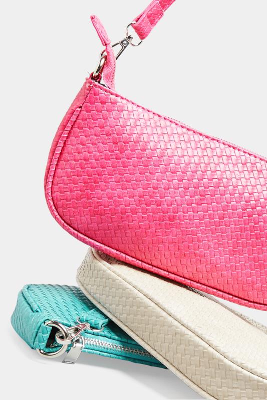 Plus Size Hot Pink Woven Shoulder Bag | Yours Clothing 7