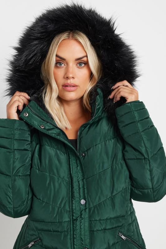 YOURS Plus Size Forest Green Padded Coat Yours Clothing